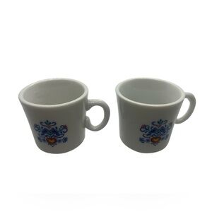 Kids Porcelain‎ 2 Tea Cups Scandinavian Style With Birds Heart Motif As Is